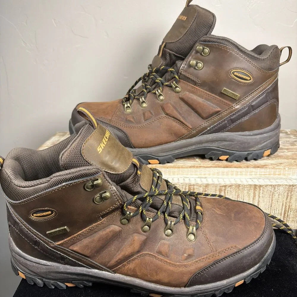 Skechers Men's Relment Pelmo Waterproof Hiking Boots Brown Suede